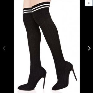 Varsity Striped Over the Knee Sock Boots - 7 Excellent like new condition.